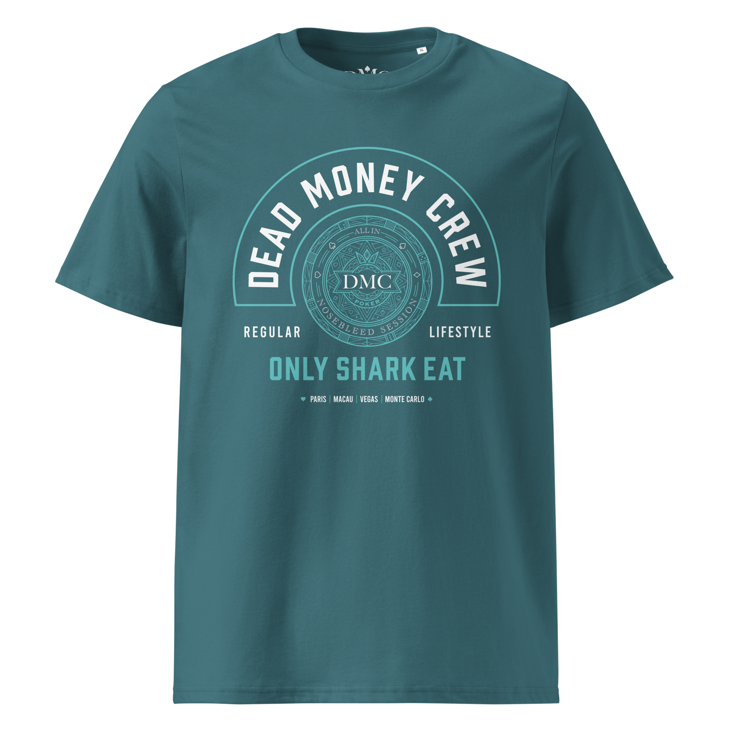 Tee Casino Royal Front Cyan